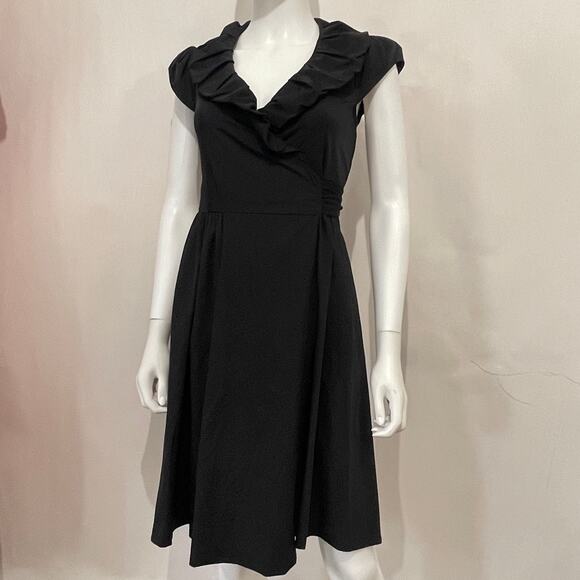 Diane von Furstenberg Wrap Dress Womens 2 Black V-Neck Knee Length NWT - Picture 1 of 13